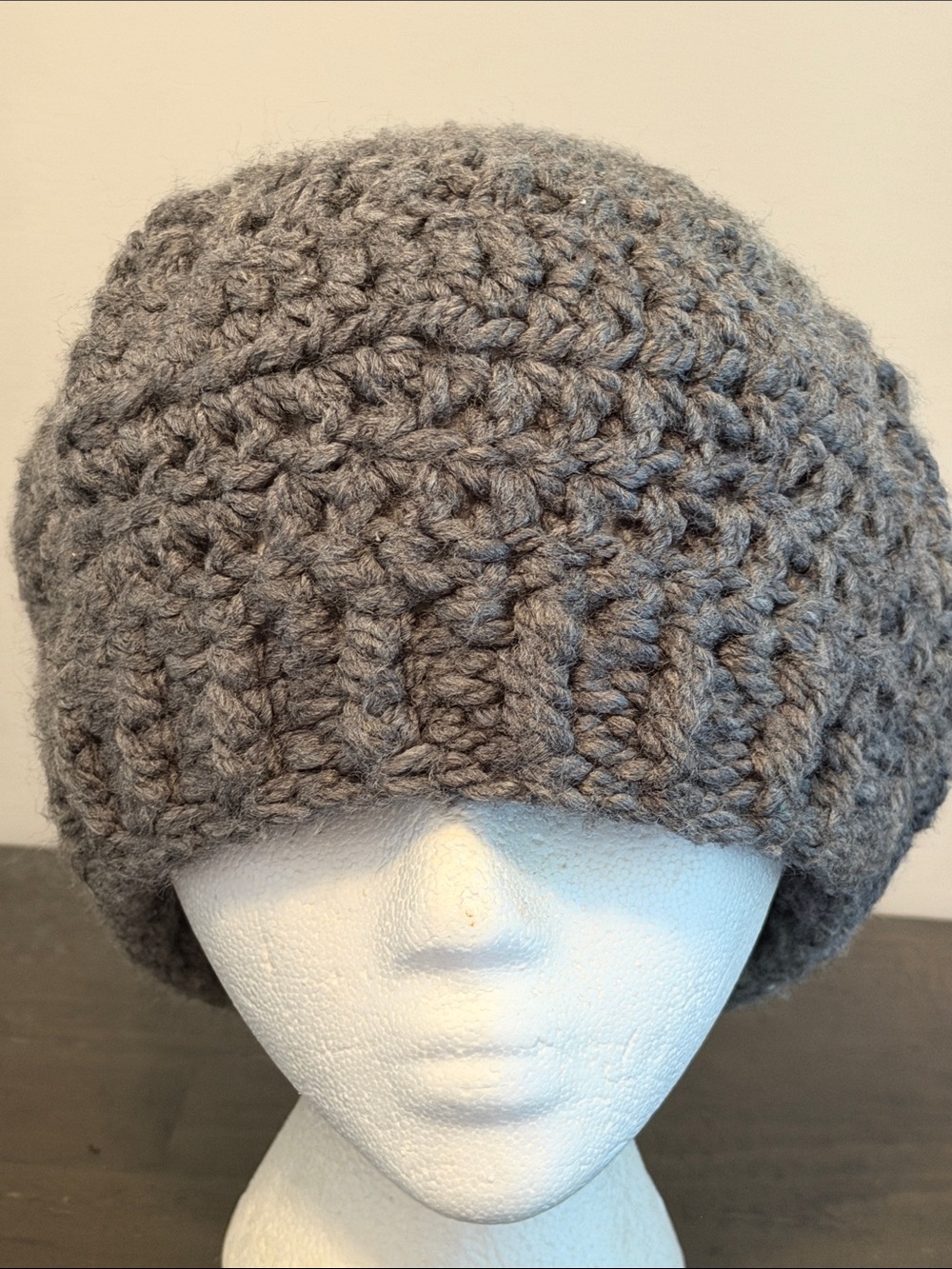 Hand Crafted Gray Chunky Knit Beanie - Women Accessories
